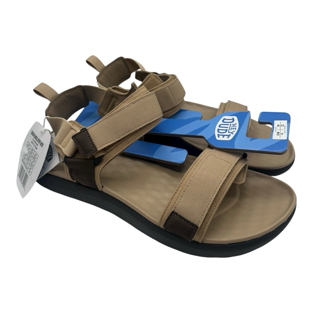 Hey Dude Carson Sandals Sport Mode Mens Sz 13 Tan Brown Adjustable 40712-21M